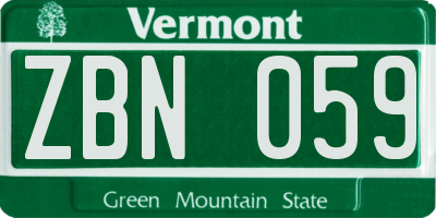 VT license plate ZBN059