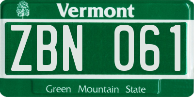 VT license plate ZBN061