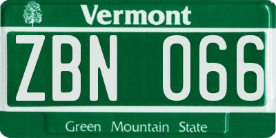 VT license plate ZBN066