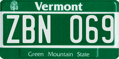 VT license plate ZBN069