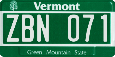 VT license plate ZBN071