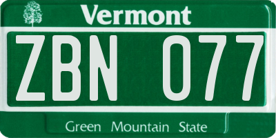 VT license plate ZBN077