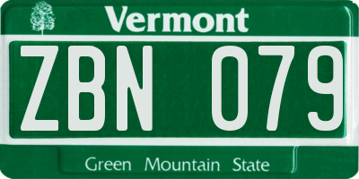 VT license plate ZBN079