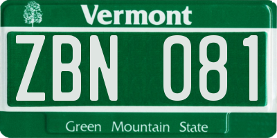 VT license plate ZBN081
