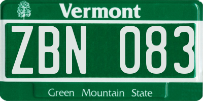 VT license plate ZBN083