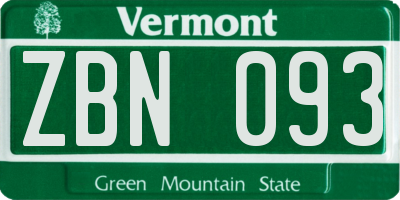 VT license plate ZBN093