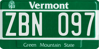 VT license plate ZBN097