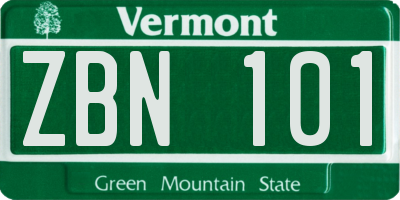VT license plate ZBN101