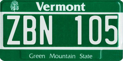 VT license plate ZBN105