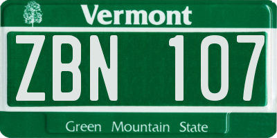 VT license plate ZBN107