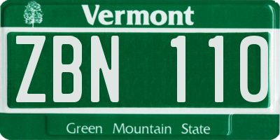 VT license plate ZBN110