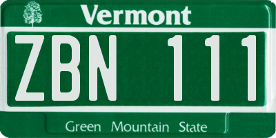 VT license plate ZBN111