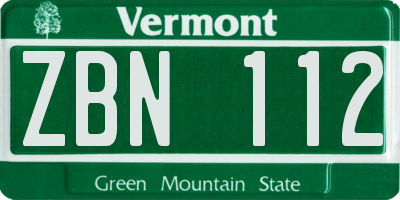 VT license plate ZBN112