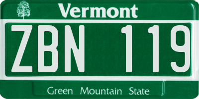 VT license plate ZBN119