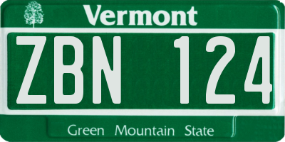 VT license plate ZBN124
