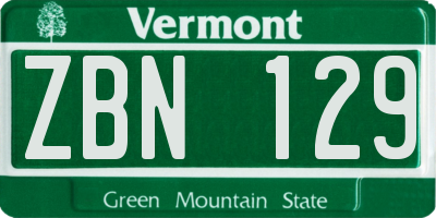 VT license plate ZBN129