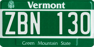 VT license plate ZBN130