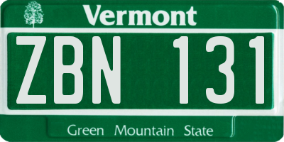 VT license plate ZBN131