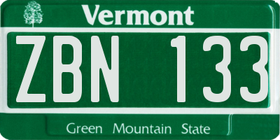 VT license plate ZBN133