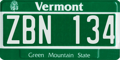 VT license plate ZBN134