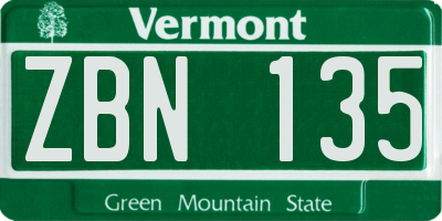 VT license plate ZBN135