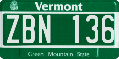 VT license plate ZBN136