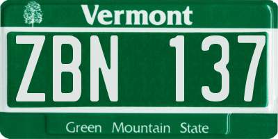 VT license plate ZBN137