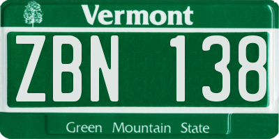 VT license plate ZBN138