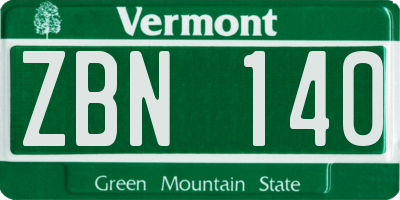 VT license plate ZBN140