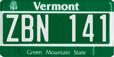 VT license plate ZBN141