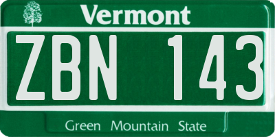 VT license plate ZBN143