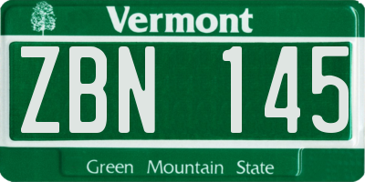 VT license plate ZBN145