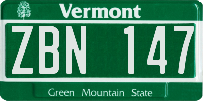 VT license plate ZBN147