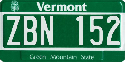 VT license plate ZBN152