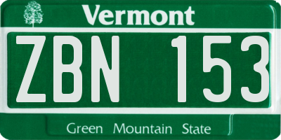 VT license plate ZBN153