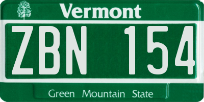 VT license plate ZBN154
