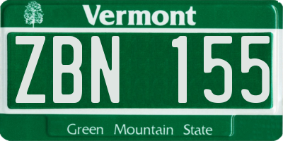 VT license plate ZBN155