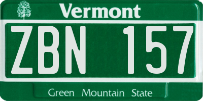 VT license plate ZBN157