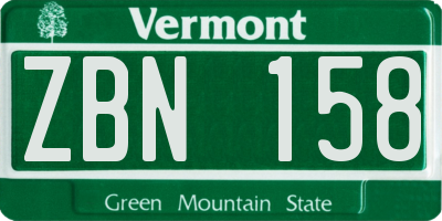 VT license plate ZBN158