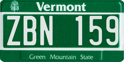 VT license plate ZBN159
