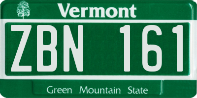 VT license plate ZBN161