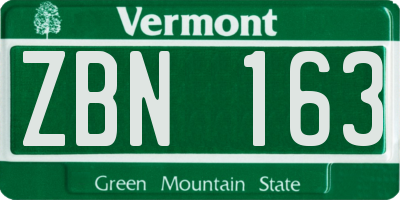 VT license plate ZBN163