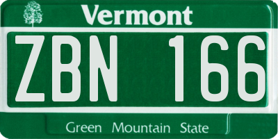 VT license plate ZBN166