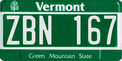VT license plate ZBN167