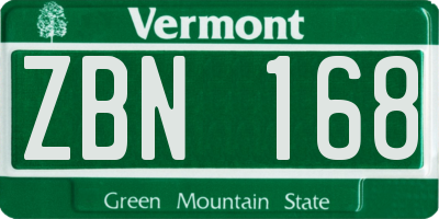 VT license plate ZBN168