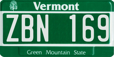 VT license plate ZBN169