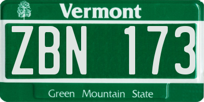 VT license plate ZBN173