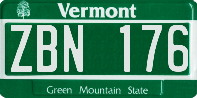 VT license plate ZBN176