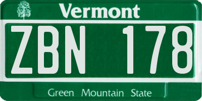VT license plate ZBN178
