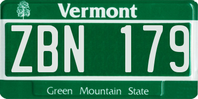 VT license plate ZBN179